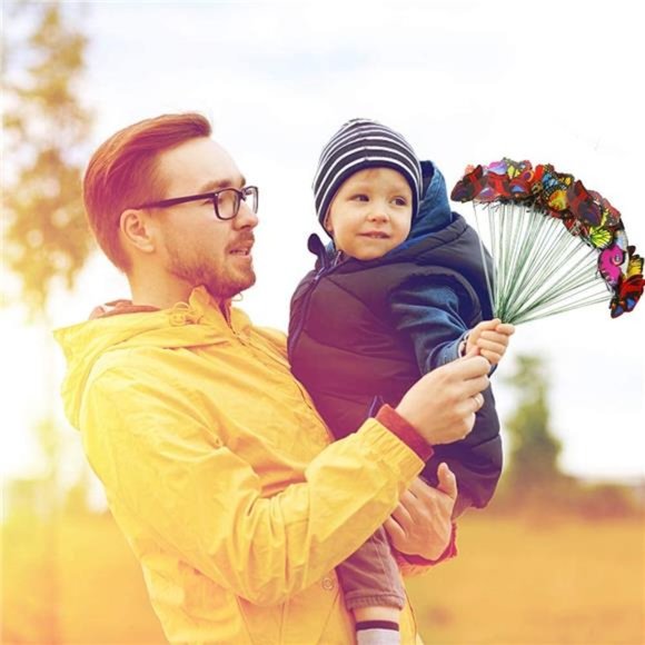 Butterfly Stakes, 50pcs 11.5inch Garden Butterfly Ornaments,Waterproof Butterfly - Picture 3 of 6